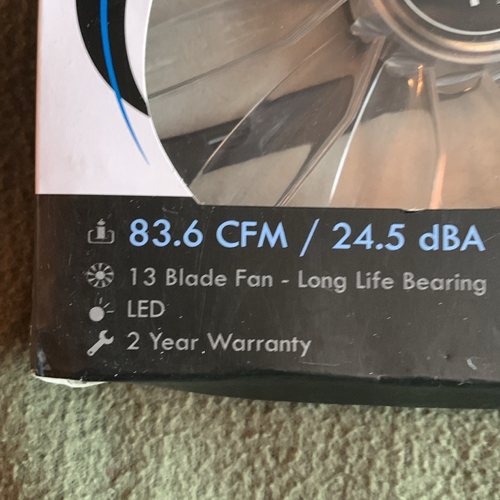 NIB NZXT 140mm LED Airflow Fan. 83.6 CFM/24.5 dBA - Picture 4 of 8